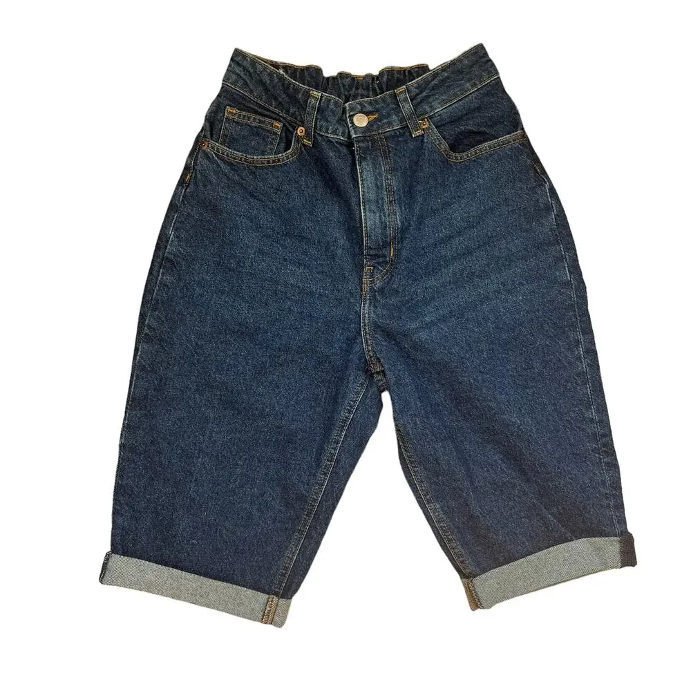 baggy high‎ waisted denim shorts bermuda